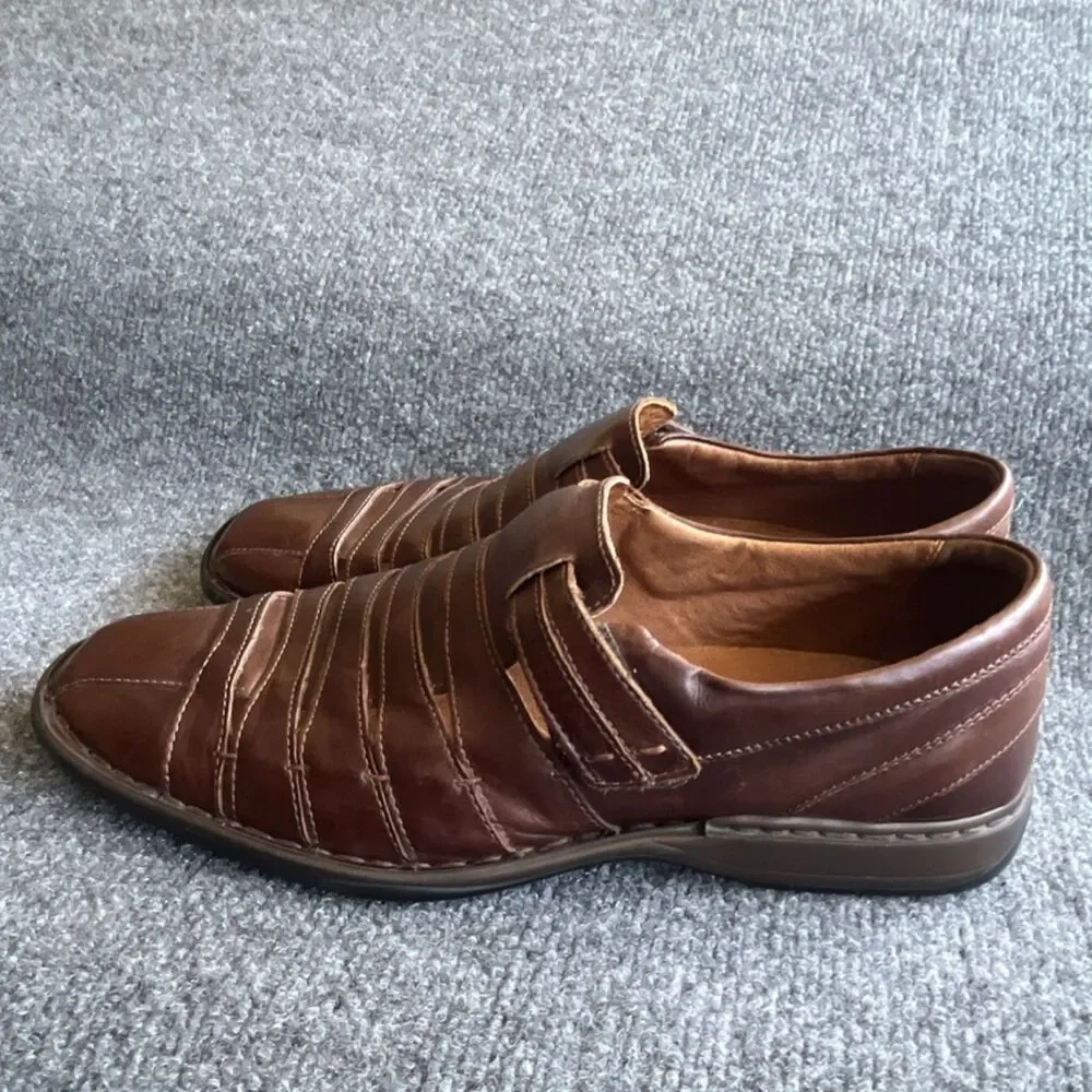 Josef Seibel Fisherman Sandal Loafer Men's Brown Woven Leather Comfort US 10.5